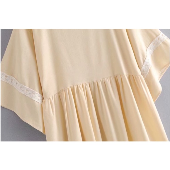 Beige Linen boho gypsy mini dress/tunic top - Picture 4 of 4